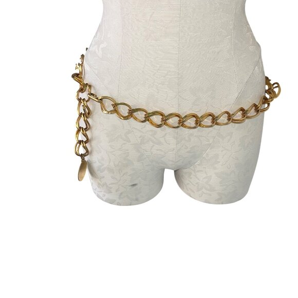 Vintage Y2K Womens Chain Belt One Size Gold Loop Circle Casual - Picture 1 of 12